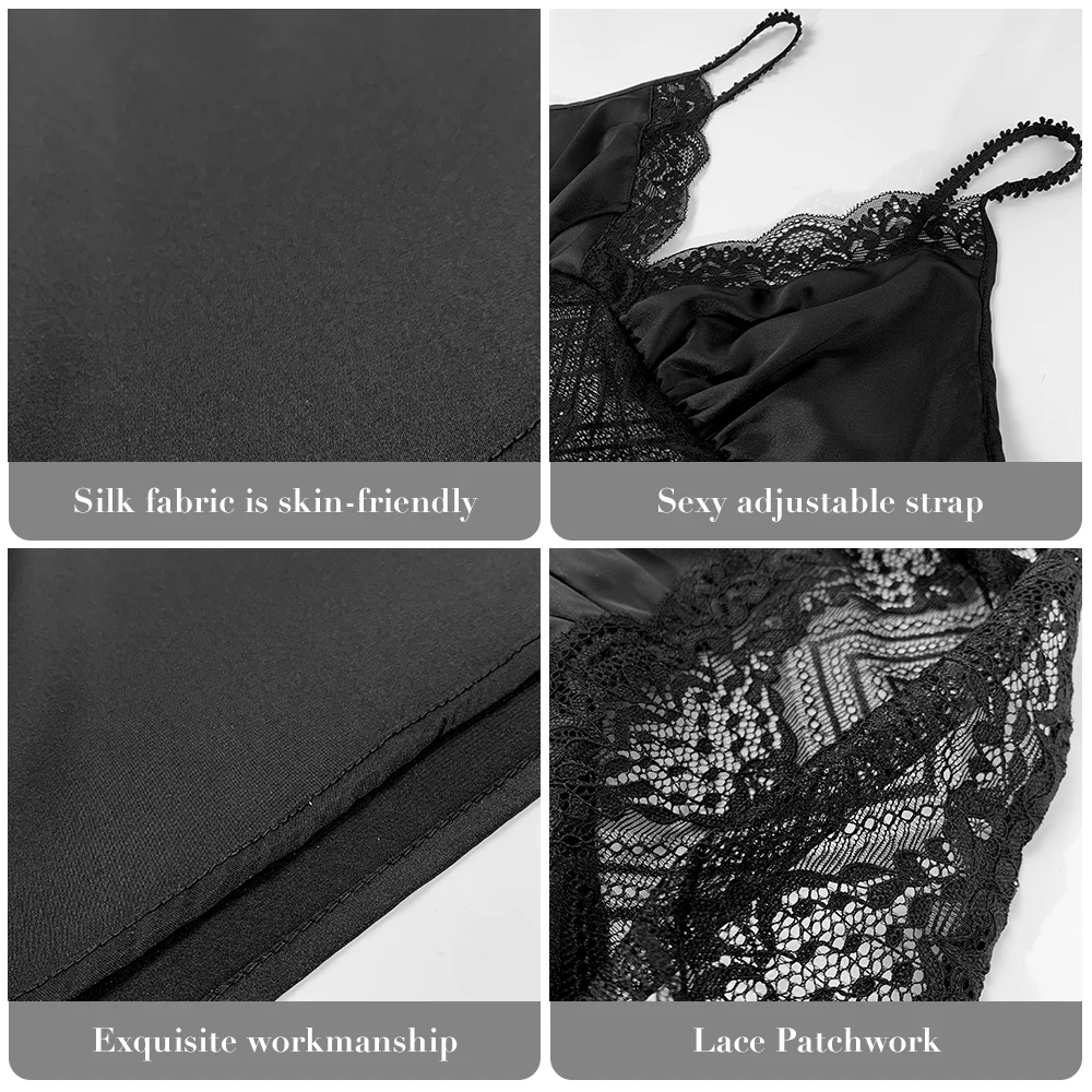 Пикантная женская ночная сорочка с V-образным вырезом на бретелях