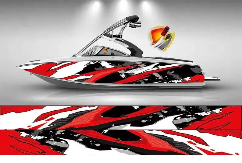 Серый и синий шестиугольник современная графическая виниловая наклейка на лодку