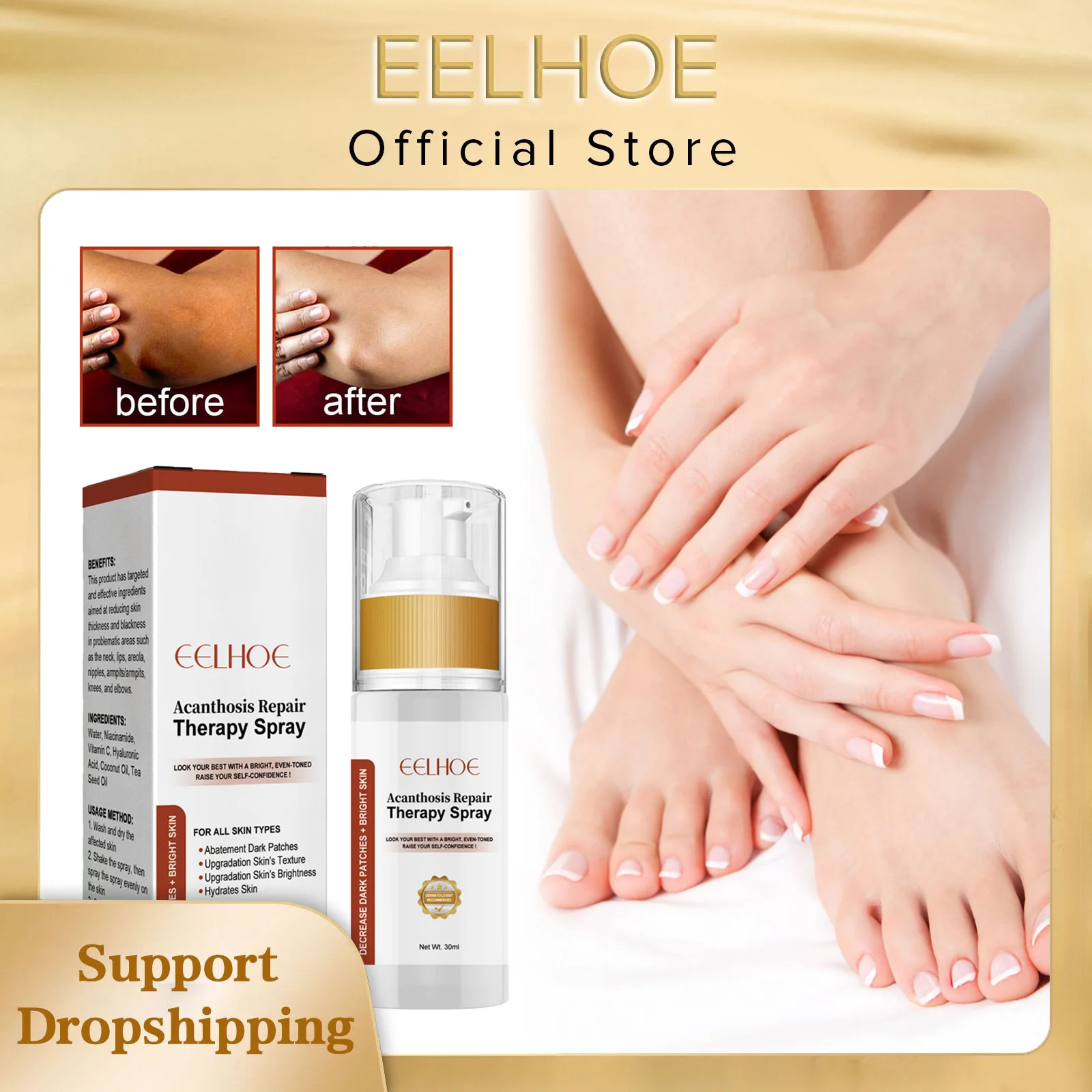 Dark Knuckles Removal Armpit Neck Lightening Melanin Elbow Knee Underarm Pigment Bleaching Dark Spot Corrector