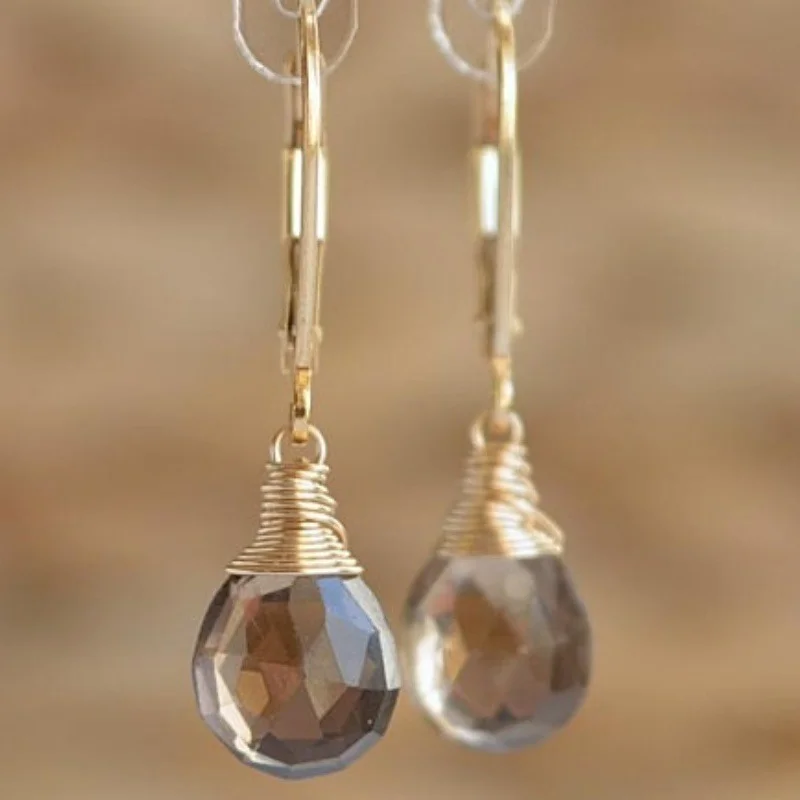 

Smoky Quartz Earrings, Smokey Quartz Jewelry, Genuine Gemstone, Dainty Dangle Drop Earrings