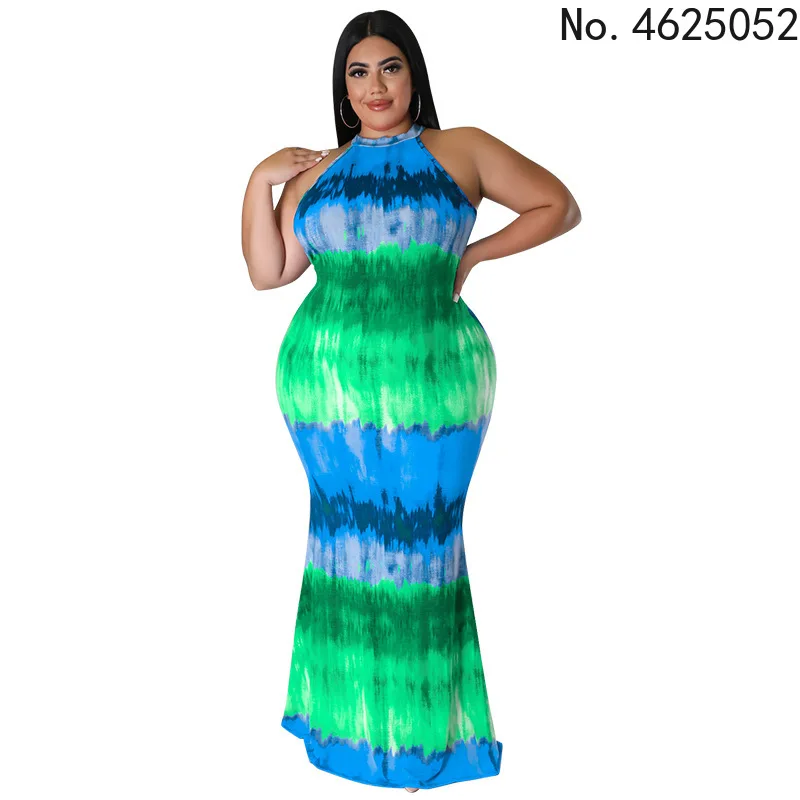 

African Dresses for Women Summer Sexy African Women Sleeveless Round Neck Polyester Long Dress Maxi Dress African Clothes Women