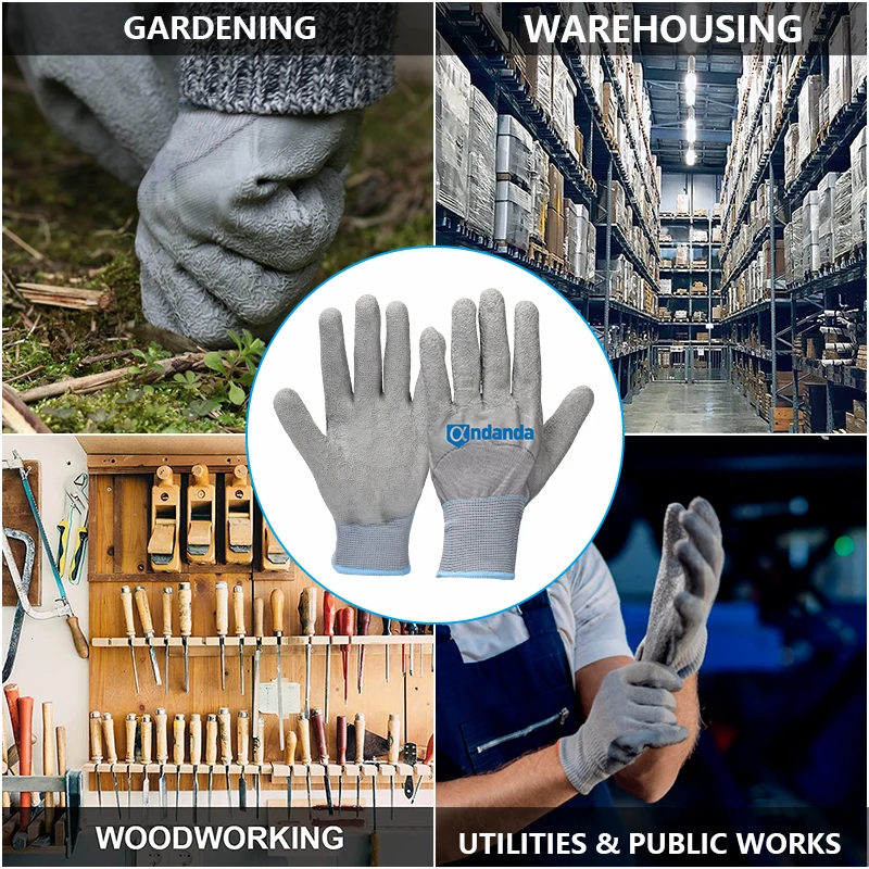 Andanda 5 пар латексные перчатки из полиэстера смятые ладони для механического