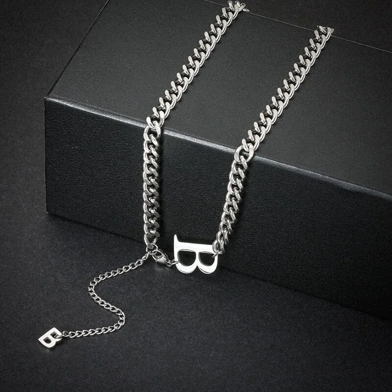 Classic B Letter Titanium Steel Short Necklace For Woman 2022 New Gothic Korean Jewelry Hip Hop Party Girl's Sexy Clavicle Chain |