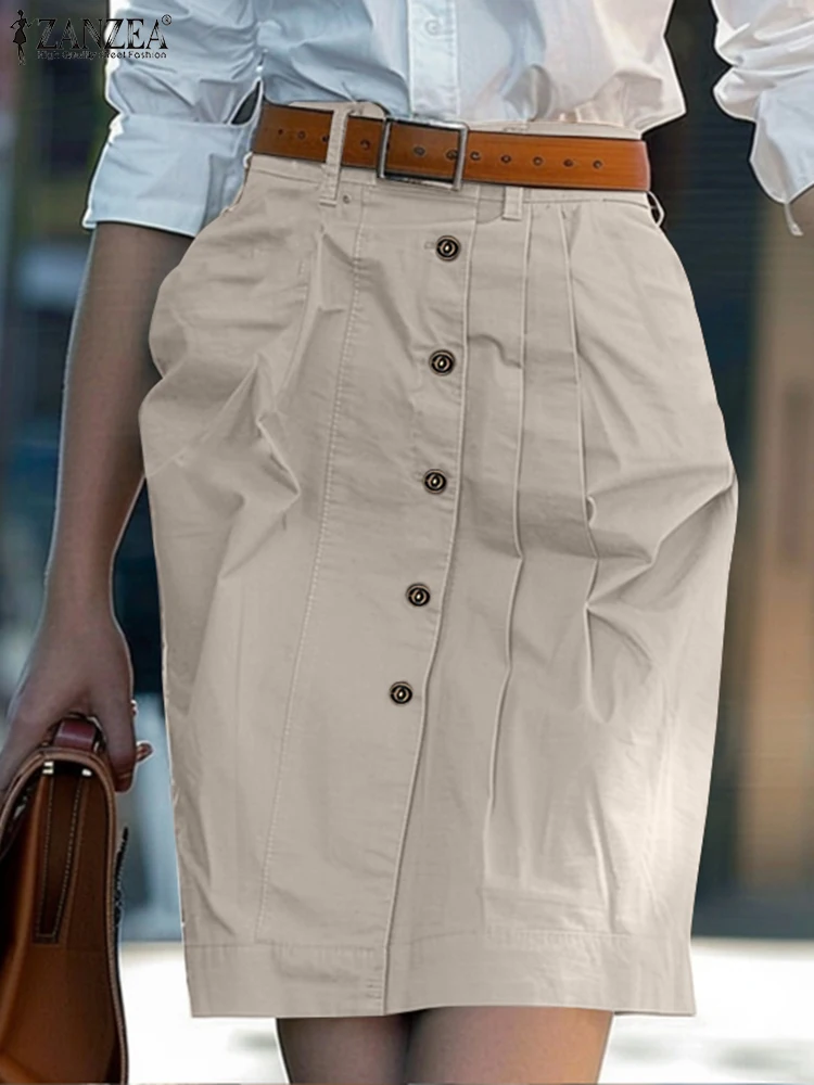 ZANZEA Элегантная юбка-карандаш на пуговицах Повседневная одежда 2025 Модные женские
