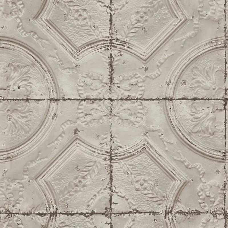 

Susanna Taupe Vintage Tin Tile Wallpaper