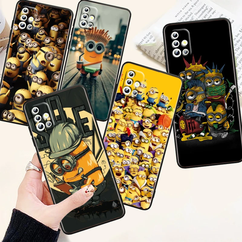 

Anime Movie Minions Cartoon Phone Case For Samsung A73 A72 A71 A53 A52 A51 A42 A33 A32 A23 A22 A21S A13 A04 A03 5G Black Funda