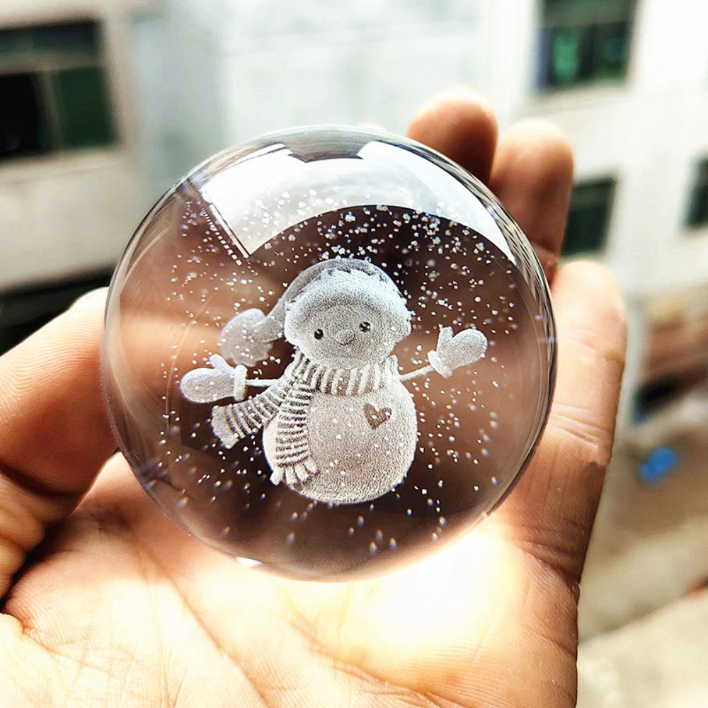 

C10-3 Snow Globe K9 Crystal Christmas Tree Globe 3D Laser Engraved Sun System Ball Astronomy Gifts Home Decoration Accessories