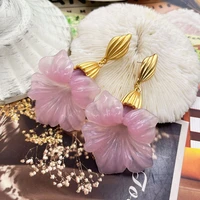 pink flower stud earrings elegant drop pendientes sweet petal accessories femme jewelry