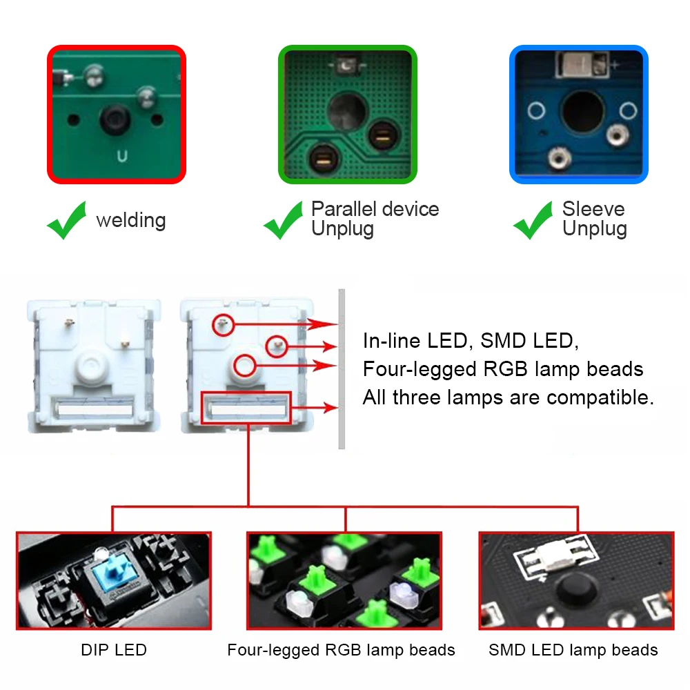 Переключатель REDRAGON SMD RGB Outemu MX 3Pin Clicky Linear Tactile silent красный синий черный коричневый