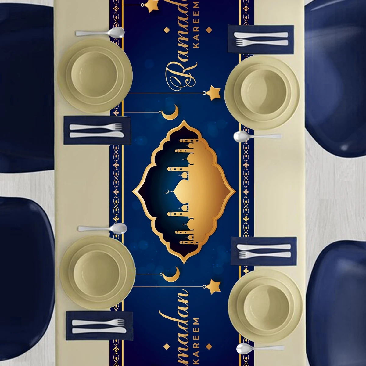 

EID Mubarak Table Runner Ramadan Decoration For Home Tablecloth 2023 Ramadan Kareem Islamic Muslim Party Decor Eid Al Adha Gifts