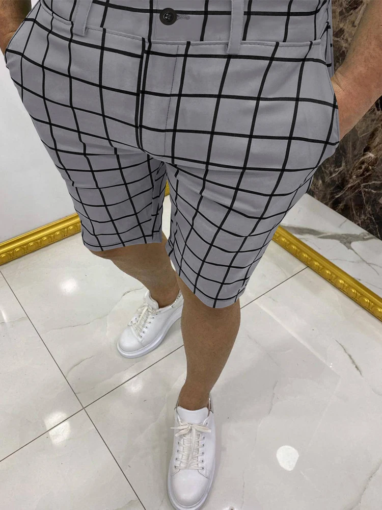 

Мужские шорты в клетку в полоску, короткие брюки в стиле Харадзюку со средней талией и карманами, весна-лето 2021