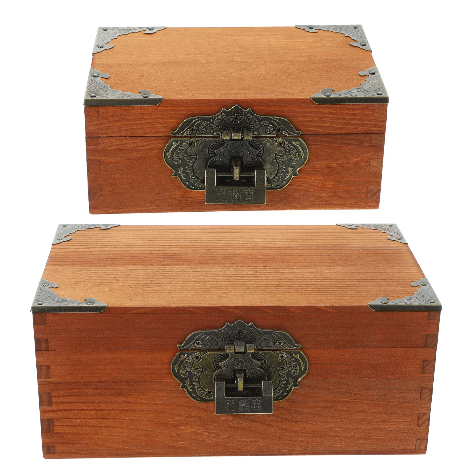 

2 Pcs Trinket Case Decorative Jewelry Storage Wooden Container Organizer Treasure