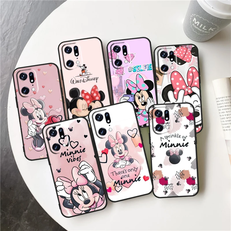 

Pink Mickey Mouse For OPPO Find X5 X3 X2 Neo Lite Reno 9 8 7 7Z 7SE 6 5 Pro 4G 5G Silicone Black Phone Case Coque Capa Fundas