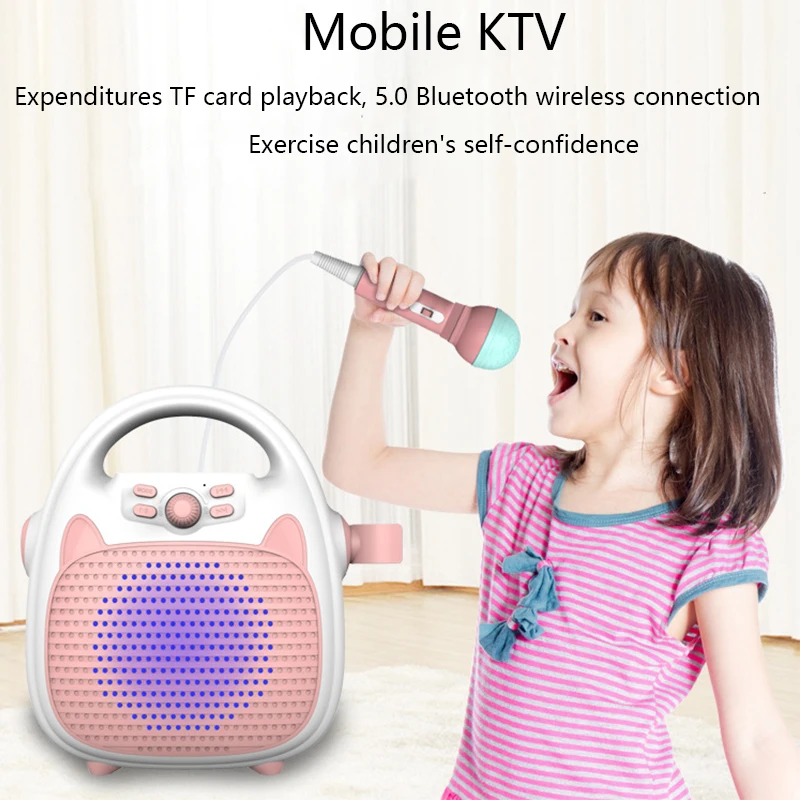 

Bluetooth Kids Karaoke Machine Speaker Microphones Rechargeable Portable Girls Boys Toys Portable for Birthday Festival Gifts