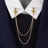 men vintage bees tassel collar lapel pin metal chain brooch for women men fashion wild shirt lapel pin badge clothes decor