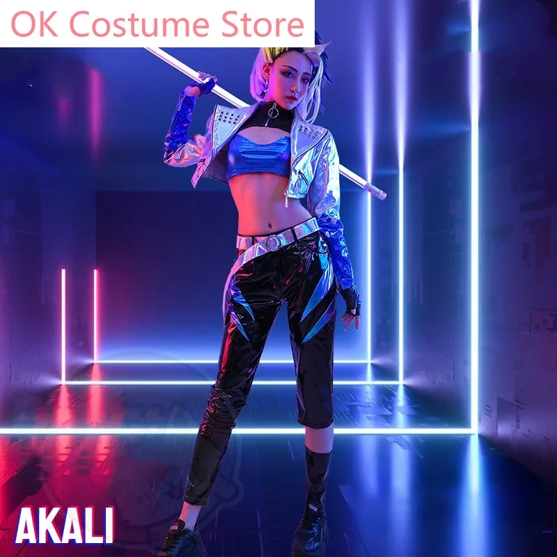 Косплей-костюм из игры LOL KDA Akali косплей-костюм LOLs K/DA парик для косплея
