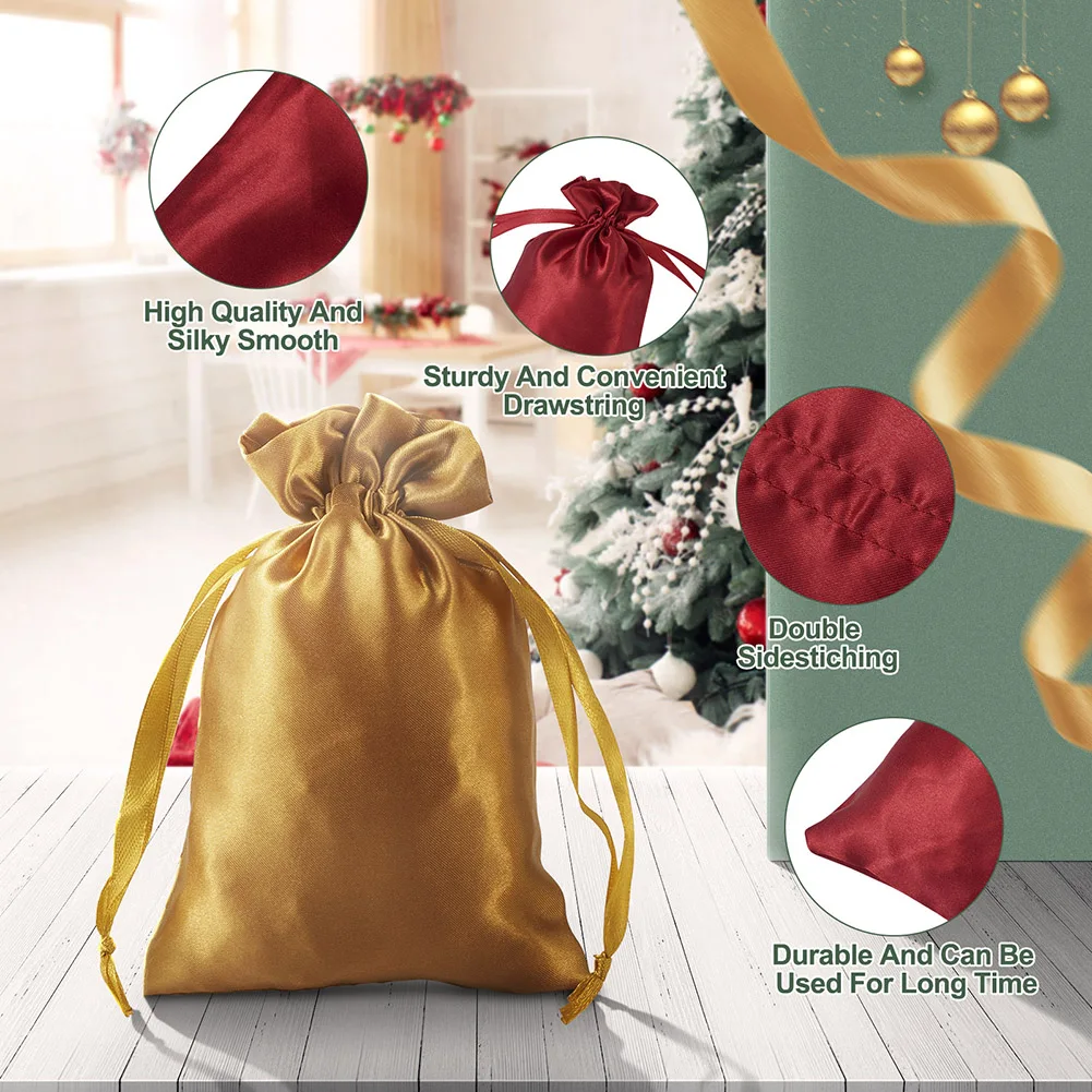 30Pcs Satin Gift Packing Pouches Drawstring Bags Candy Wedding Party Valentine's day Christmas Wedding Party Favor Storage