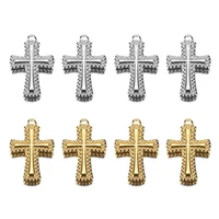 5pcs stainless steel carving texture cross charms for diy necklace bracelet jewelry making pendant finding accessories supplies