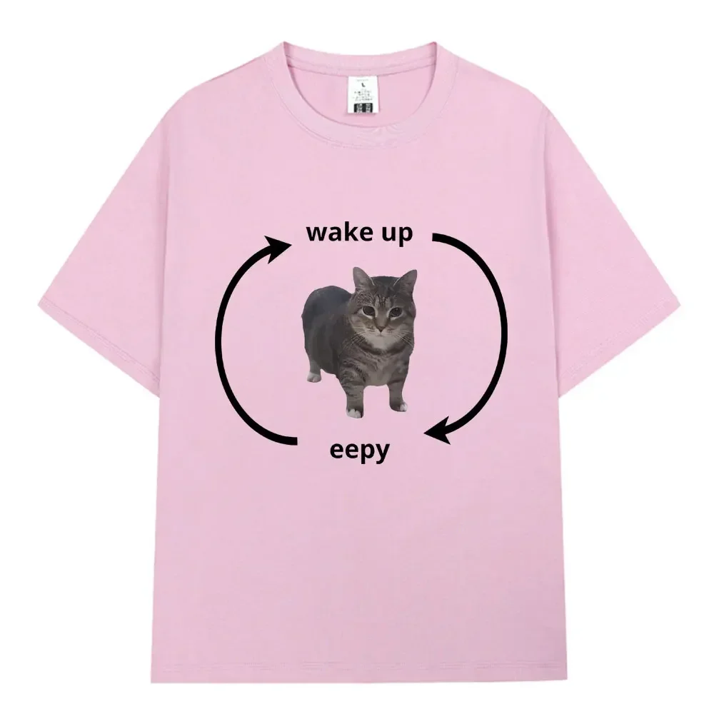 Футболка Eepy Kitty с надписью Wake Up Забавные футболки забавным котом животным
