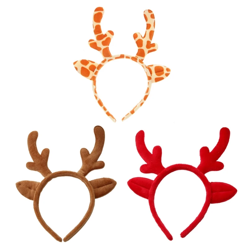 

Girls Animal Deer Horn Headband Plush Antler Hair Hoop Novelty Party Headdress Fawn Horn Christmas Party Accessories