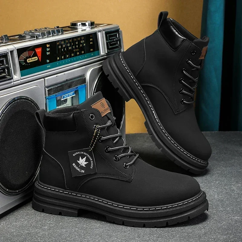 Осенняя мужская обувь большого размера 48 мужские мотоциклетные ботинки с