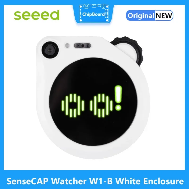 Белый корпус Seeed SenseCAP Watcher W1-B — физический агент с искусственным интеллектом для