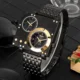 Square Personality Leisure Large Dial Men's Watch Double Time Zone Steel Band Quartz Watches Valentine's Day Gift for Boyfriend Other Image