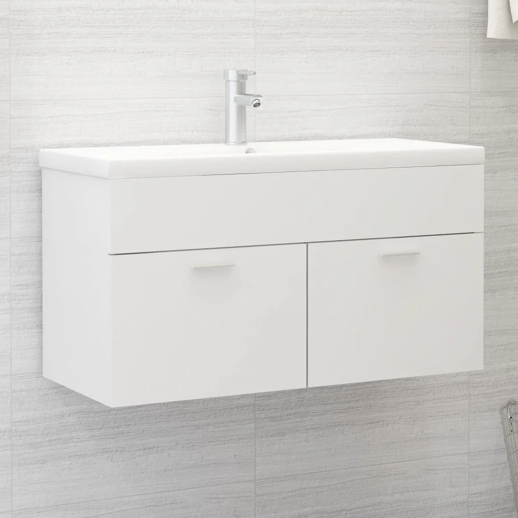 

Sink Cabinet with Built-in Basin, Chipboard Cabinet, Bathroom Furntain White 90 x 38.5 x 46 cm