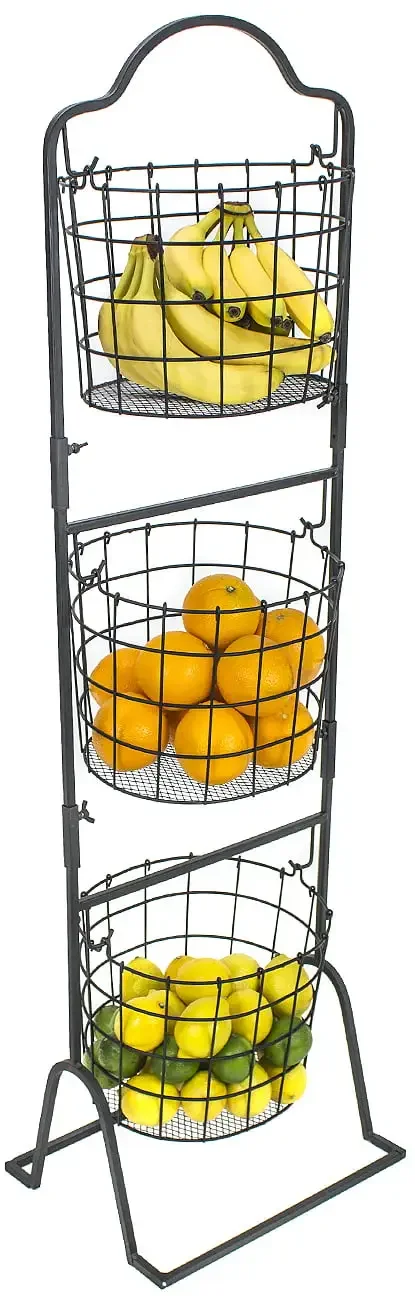 

Sorbus 3-Tier Wire Market Basket Stand for Fruit, Vegetables, Toiletries, Household Items, and More, Stylish Tiered Serving Stan