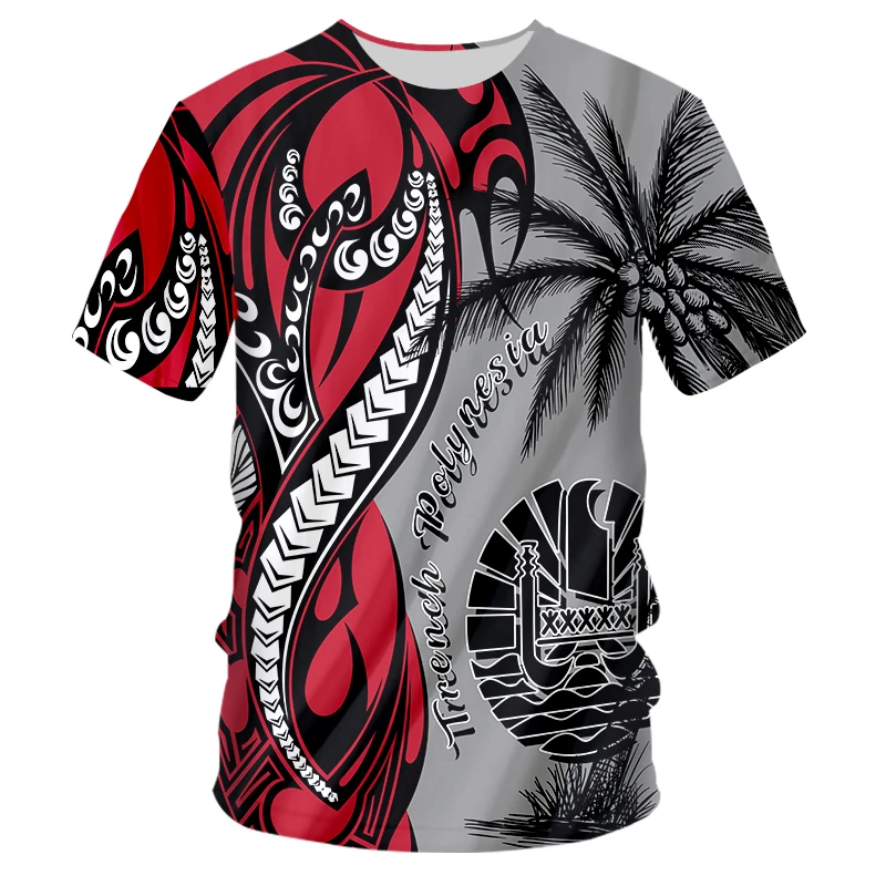 

Summer Trend Tahiti Polynesian Men's T Shirt Fashion O Neck Casual Short Sleeve Street Oversized Mens Comfortable Hawaiian Top