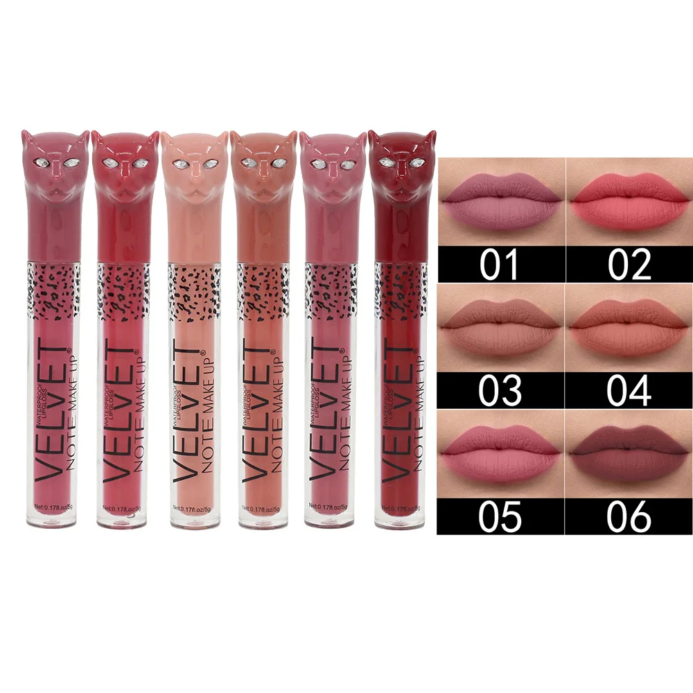 

New Cat Head Matte Lipstick Not Stained With Cup Lip Glaze Net Red Does Not Fade Labiales Labial Para Engrosar Los Labios Free S