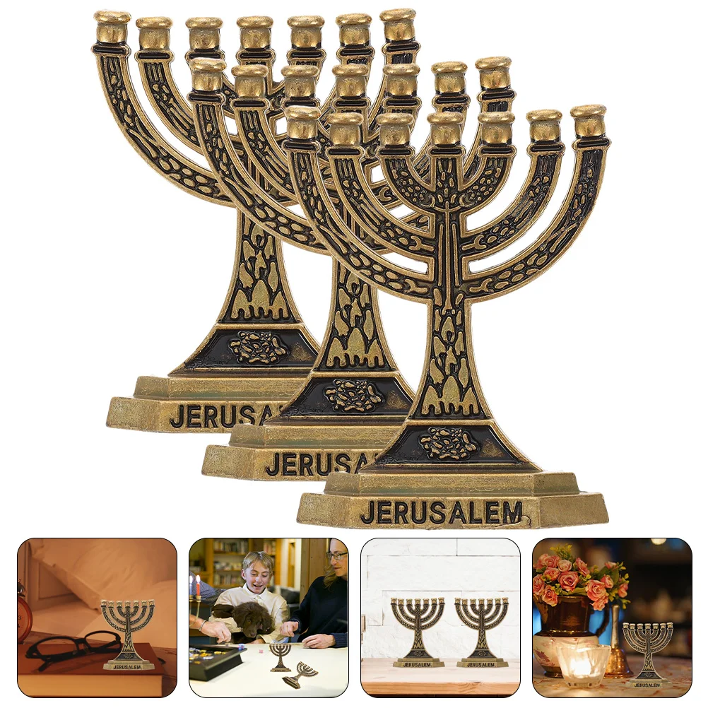 

Menorah Holder Hanukkah Jewish Stand Candlestick Israel Branch Statue Stick Candelabra Vintage Decorations Cups Party Desktop