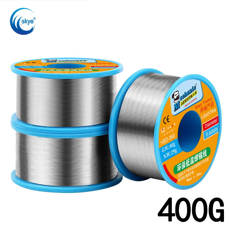 

MECHANIC HBD-366 400g 0.3/0.4/0.5/0.6/0.8mm Rosin Core Lead-Free 210℃ Melting Point Solder Wire Welding Flux Iron Cable Reel
