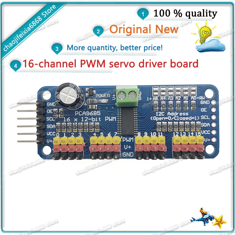 1pcs/lot! 16-way PWM steering gear drive board PCA9685 controller robot IIC suitable for MG90S SG90 MG995 |