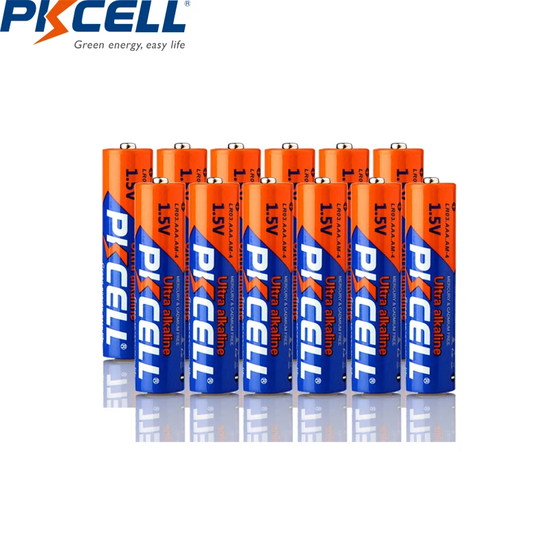 

12 шт., щелочная батарея PKCELL LR03 1,5 в AAA E92 AM4 MN2400 MX2400 1,5 Вольт 3A, батарея для электронного термометра