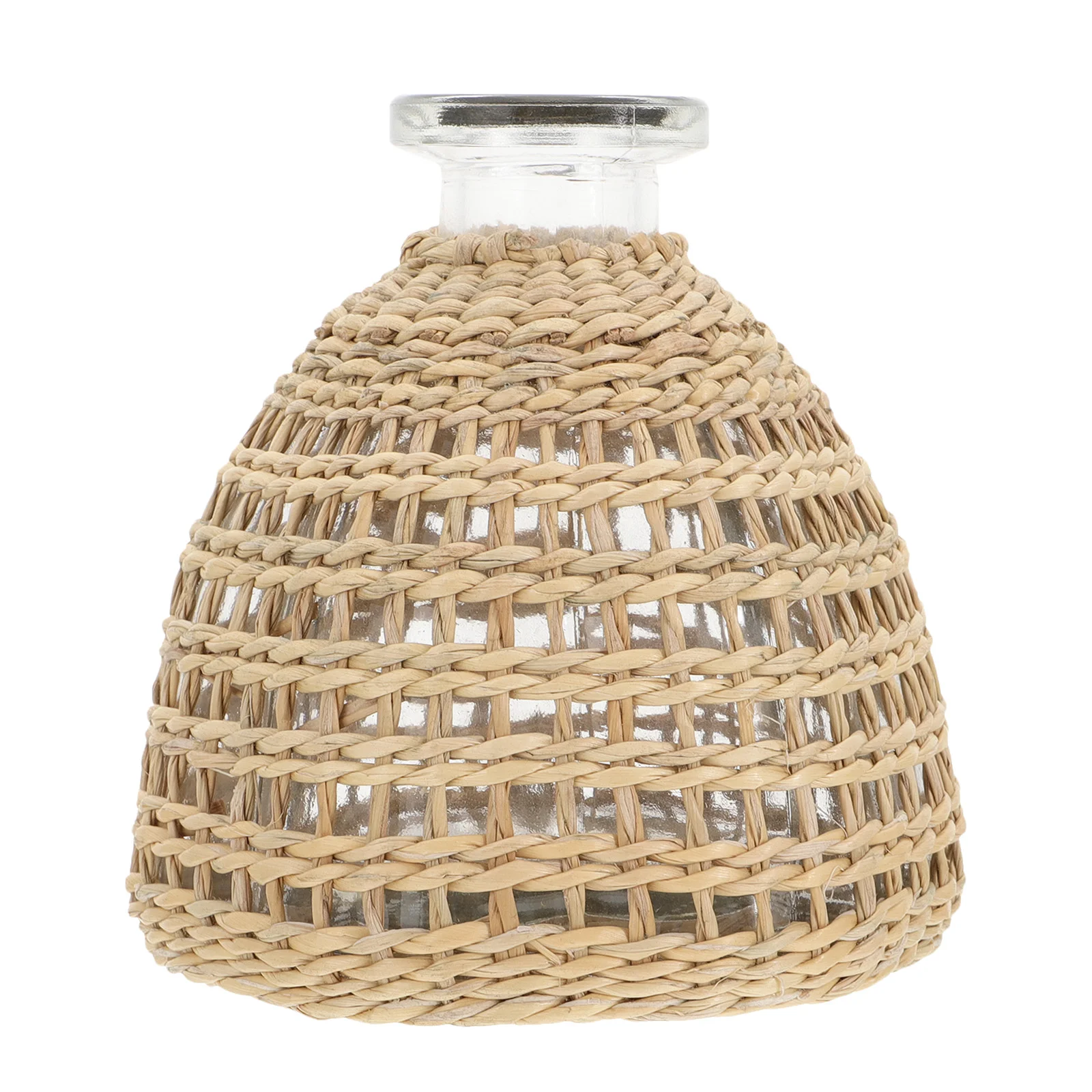 

Vase Flower Glass Woven Rattan Decor Seagrass Farmhouse Basketvases Wickerbudwall Rope Pot Net Tall Rustic Desktop Country Roped