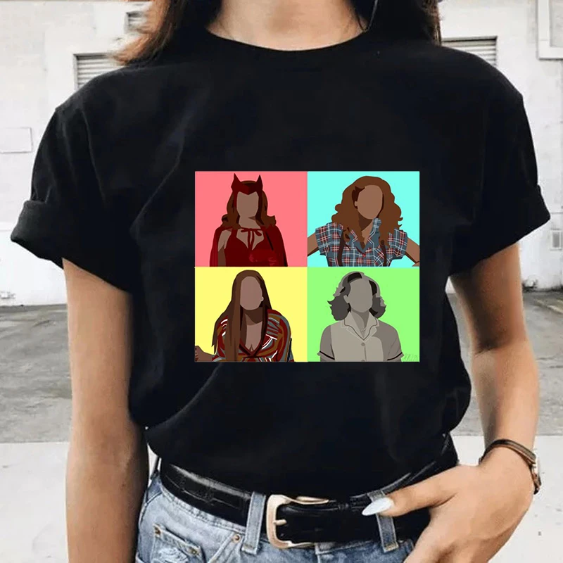 

Disney Women's Black T-shirt Harajuku Casual Streetwear Fashion Style Pattern Top Kawaii Women's T-shirt