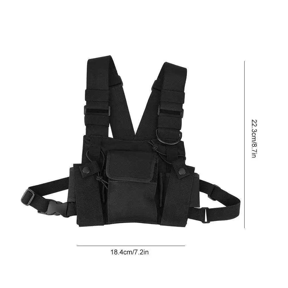Functional Tactical Chest Bag Fashion Bullet Hip Hop Vest Streetwear Bag Waist Pack Women Black Chest Rig Bag 233