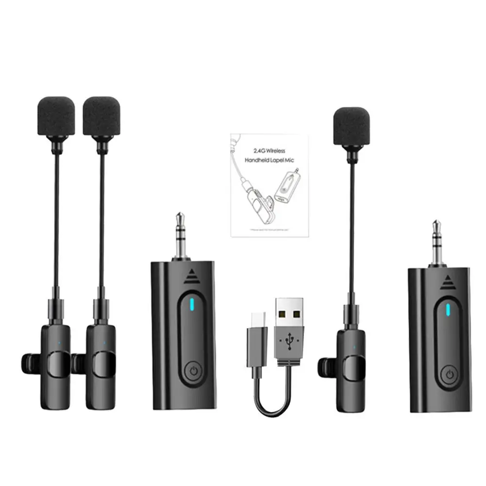 

2.4G Wireless Microphone Clip-on Mic Plug And Play Lavalier Microphones For Interview Vlogging Live Stream Video Recording