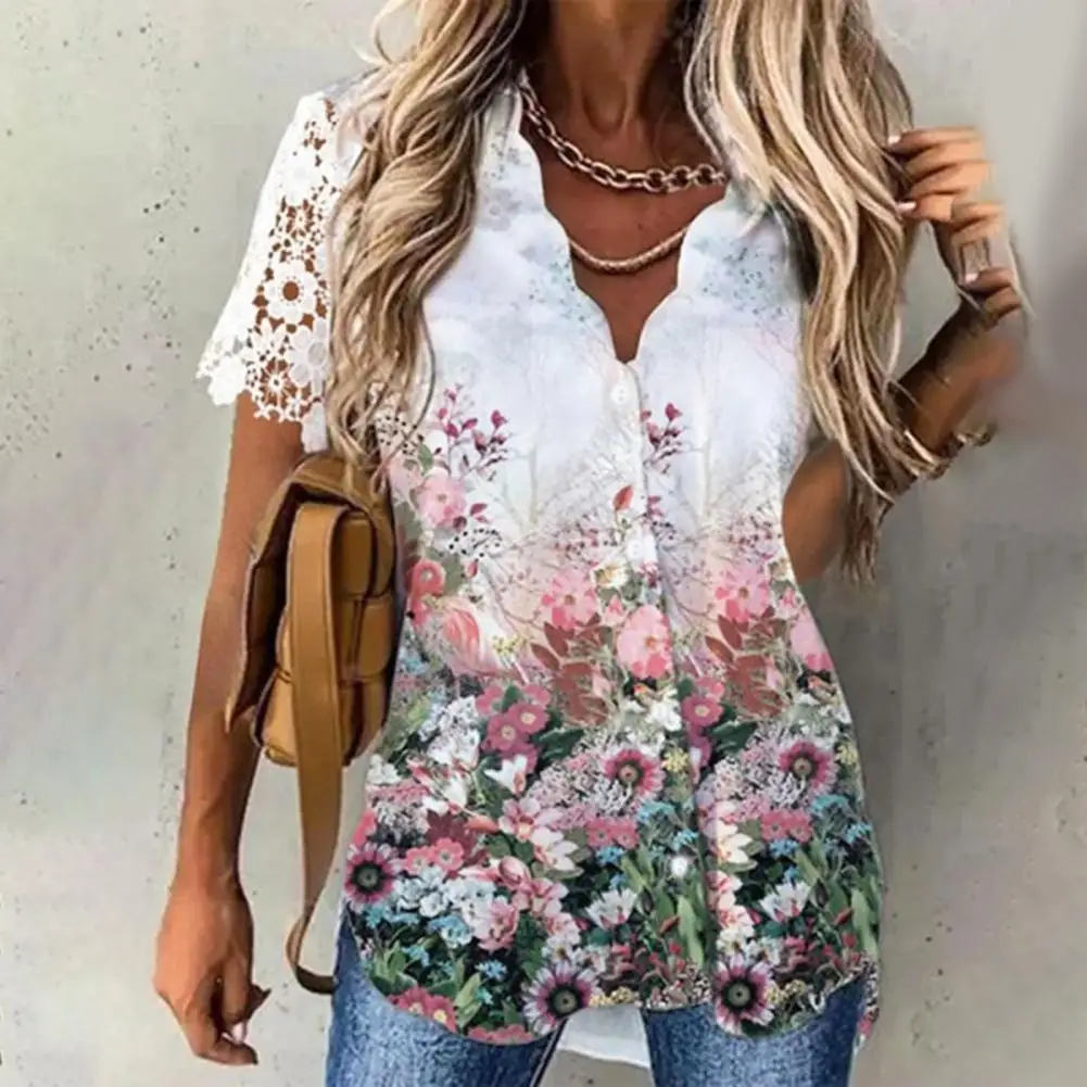 

Lady Summer Top See-through Women Top V Neck Women Summer Blouse