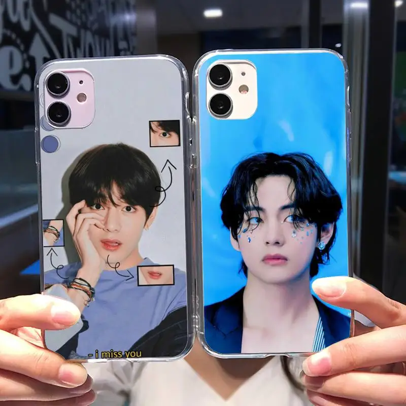 

Kpop Kim Taehyung V Phone Case For Iphone 11 12 13 14 Pro Max 7 8 Plus X Xr Xs Max Se2020 Mini Transparent Case