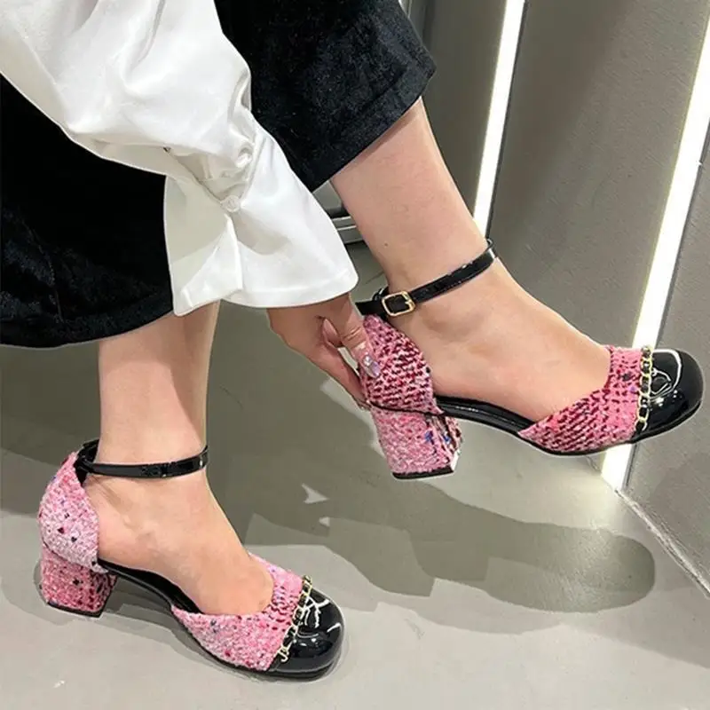 

Fashion Cloth Face Women's High Heels New Mary Jane High Heels Thick Heel Sandals Shallow Mouth Single Shoes For Women