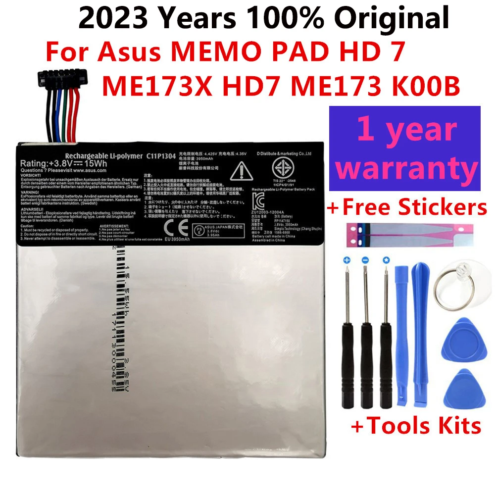 

100% Original Replacement 3950mAh Tablets Battery For Asus MEMO PAD HD 7 ME173X HD7 ME173 K00B C11P1304 Batteries Bateria+Tools