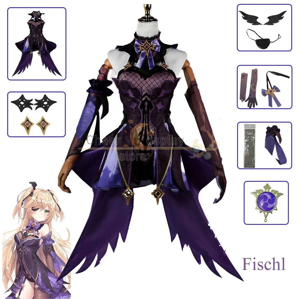 

Game Genshin Impact Fischl Cosplay Costume Fischl Wig Halloween Genshin Cosplay Anime Dress for Women Genshin Impact Cosplay