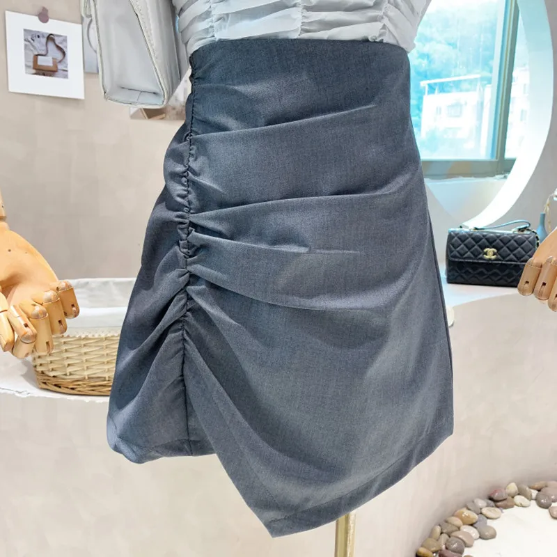 

New Women's Clothing 2022 Summer Irregular pleats high waist slim A-line skirt