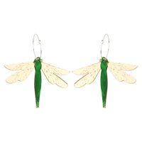 mirror surface acrylic laser dragonfly drop earrings for women insert big hoops dangle earrings hanging jewelry fashion gifts