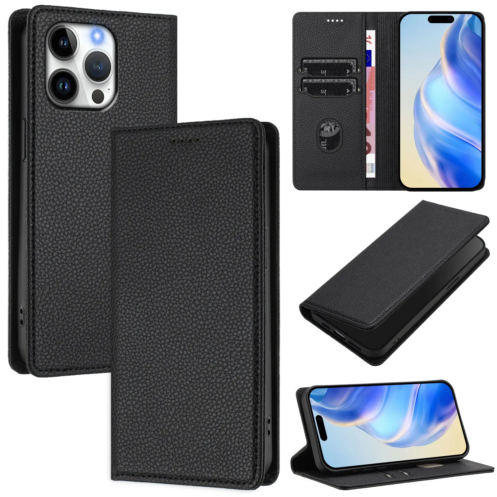 Кожаный чехол-флип с текстурой личи для Redmi Note 11 Pro Plus 11R 11E 11S 10 10T 9 8 7, магнитный чехол для телефона с 2 слотами для карт (art.: 3920dbd23cb3c) - 3920dbd23cb3c