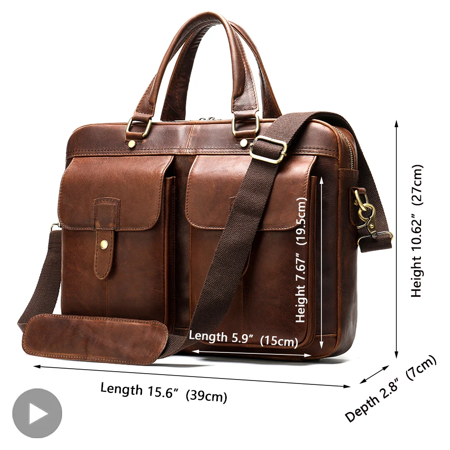 Genuine Leather Handbag Briefcase Men Bag For Laptop Document A4 Shoulder Messenger Crossbody Sac Bolso Satchel Travel Business