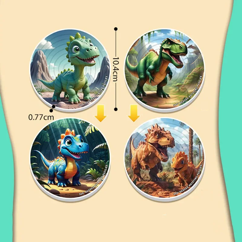 3D стерео 360° ° Вращающиеся головоломки горка динозавра флип антистрессовая