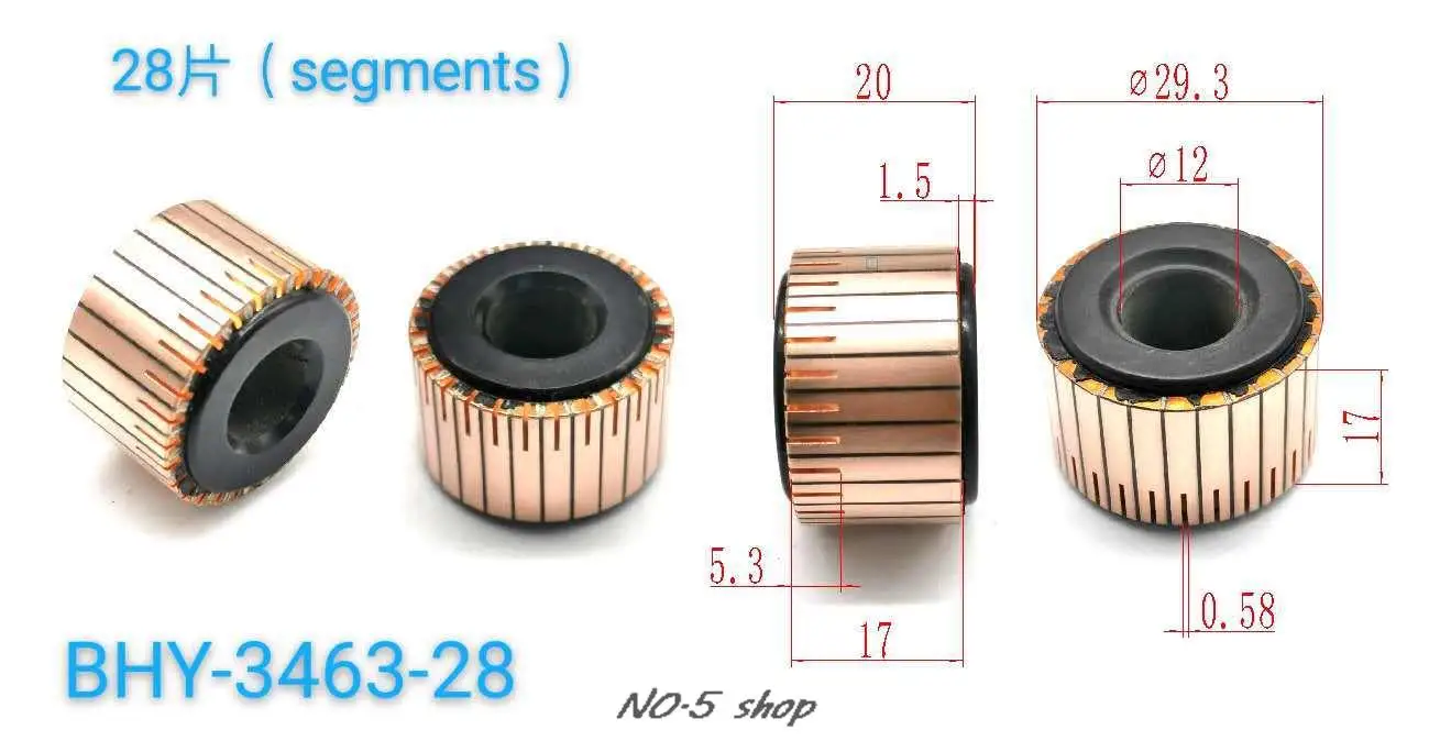 

10Pcs 29.3x12x17(20)x28P Copper Bars Electric Motor Commutator